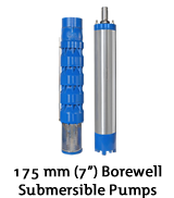 175 mm (7”) bore well submersible pumps