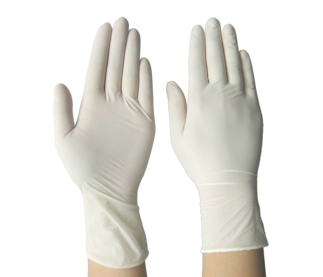 Powdered latex examination gloves